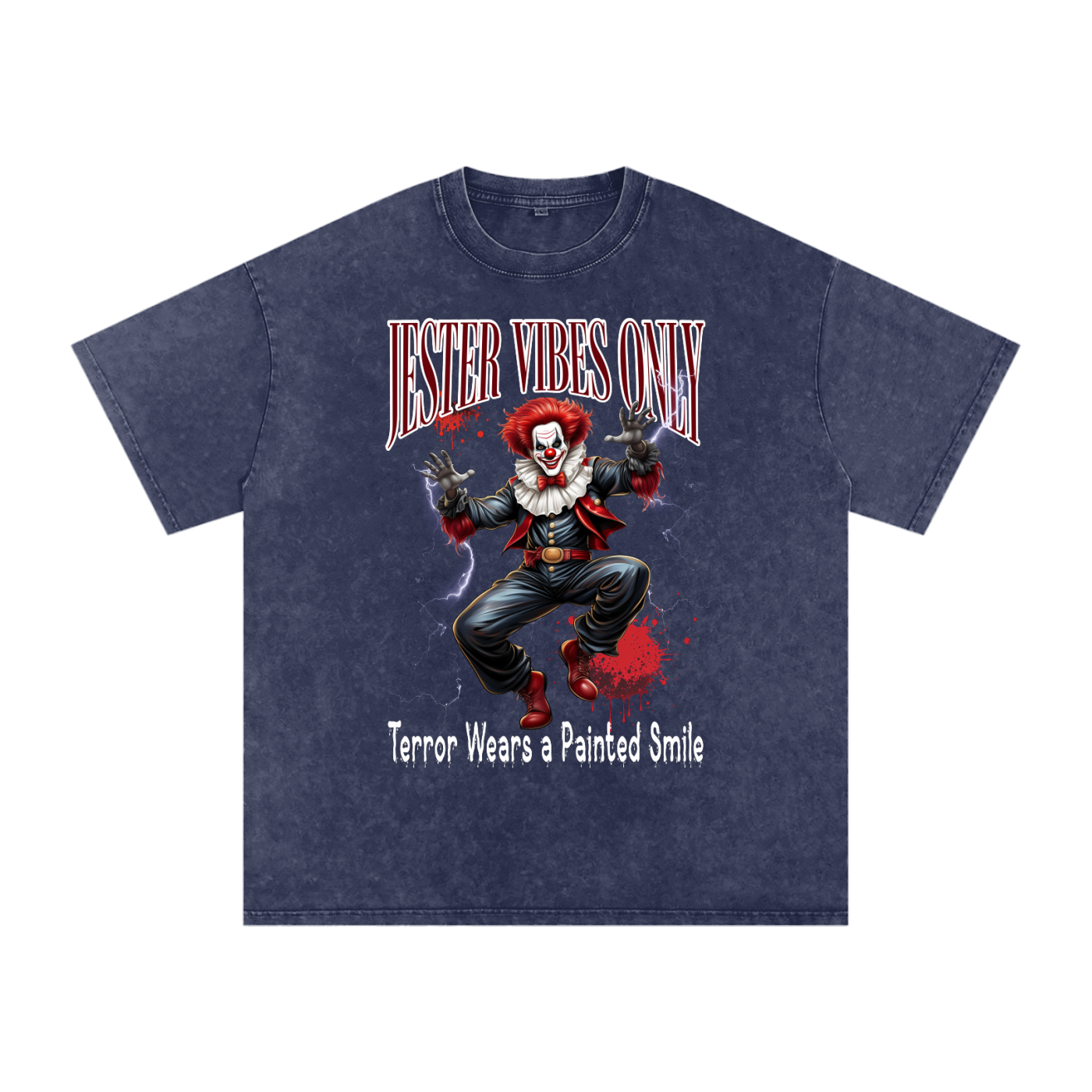 Halloween Jester Vibes Only Snow Washed Oversized Cotton T-Shirt