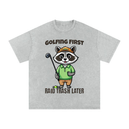 Raccoon,Golf,Raid,Trash