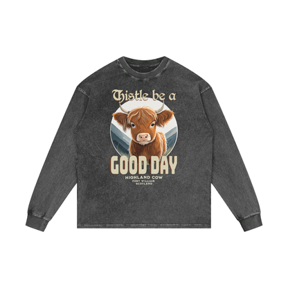 Highland Cow,Thistle,Good Day