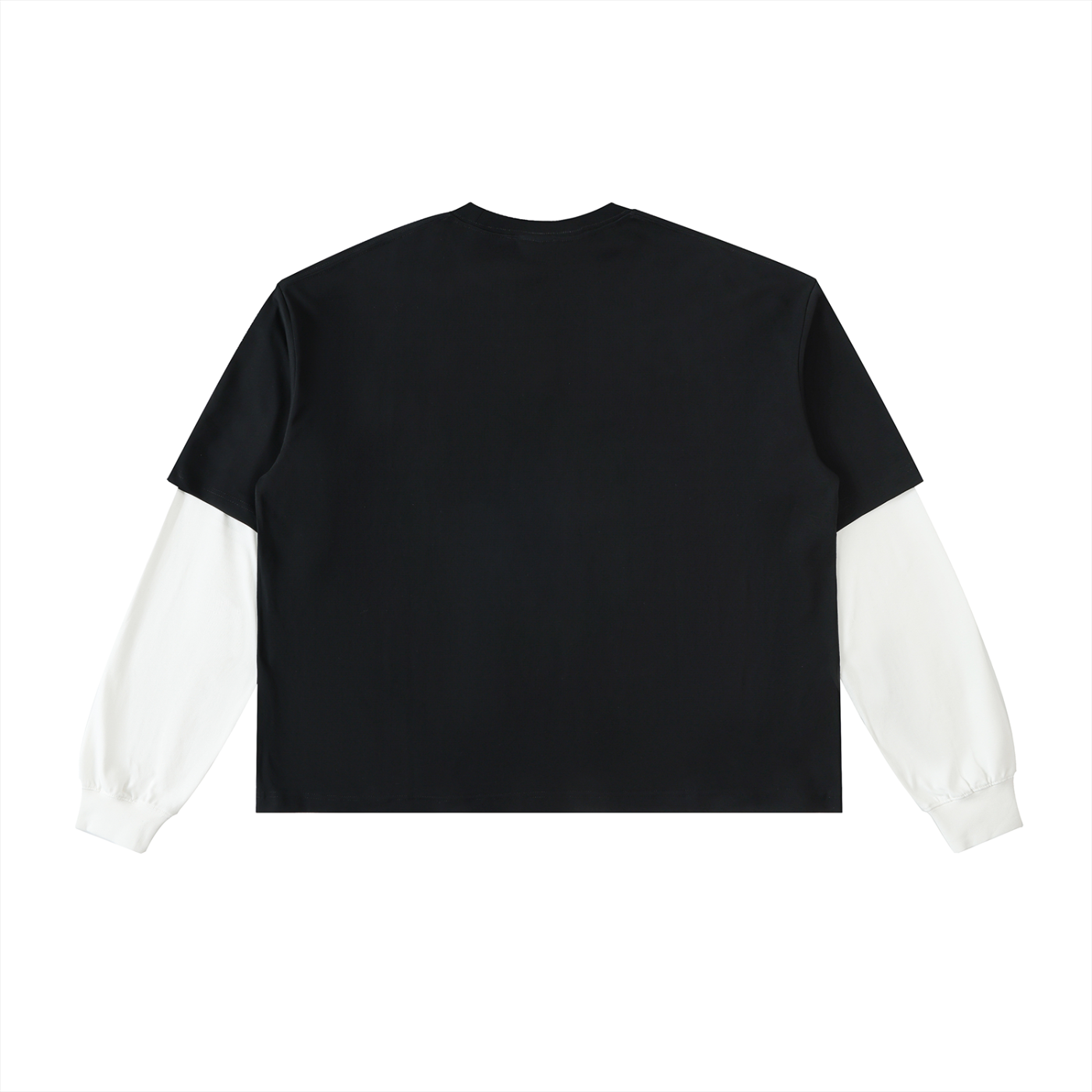 Layered Contrast Sleeve Cotton T-Shirt - Boo Crew Pumpkin Long Tee