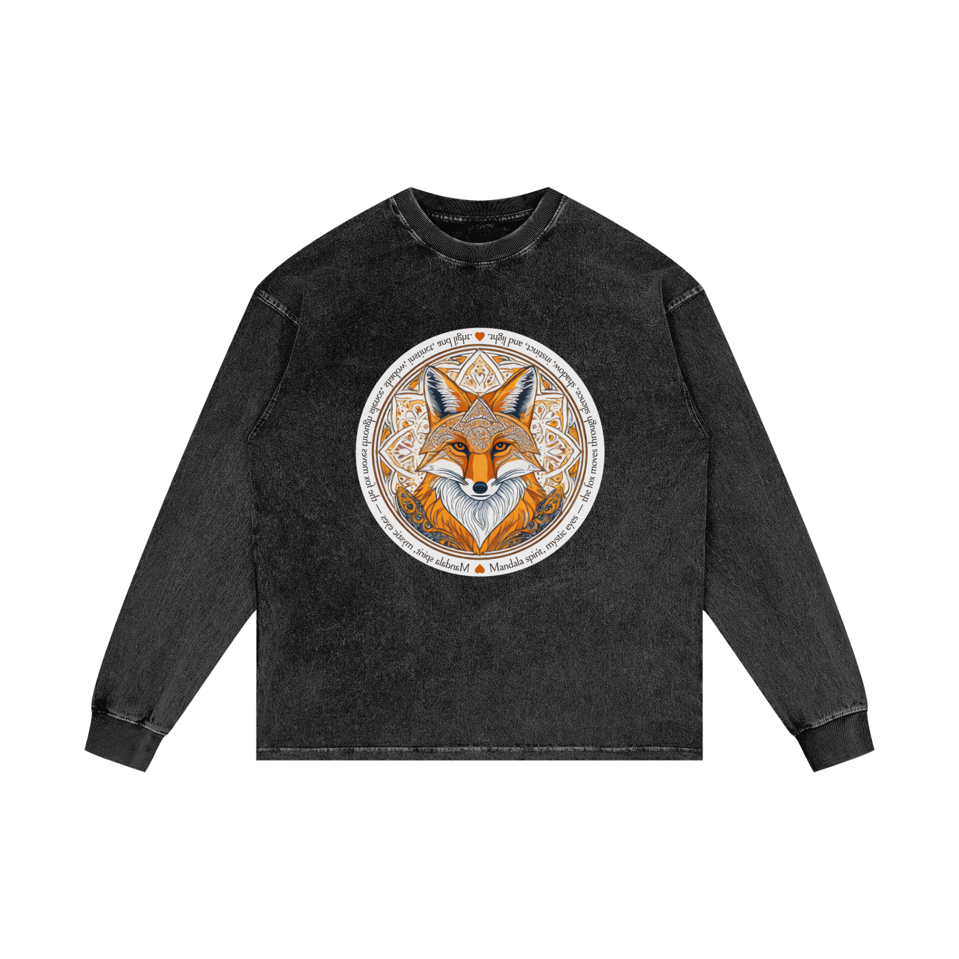 MANDALA FOX - Acid Wash Oversize Long Sleeve T-Shirt