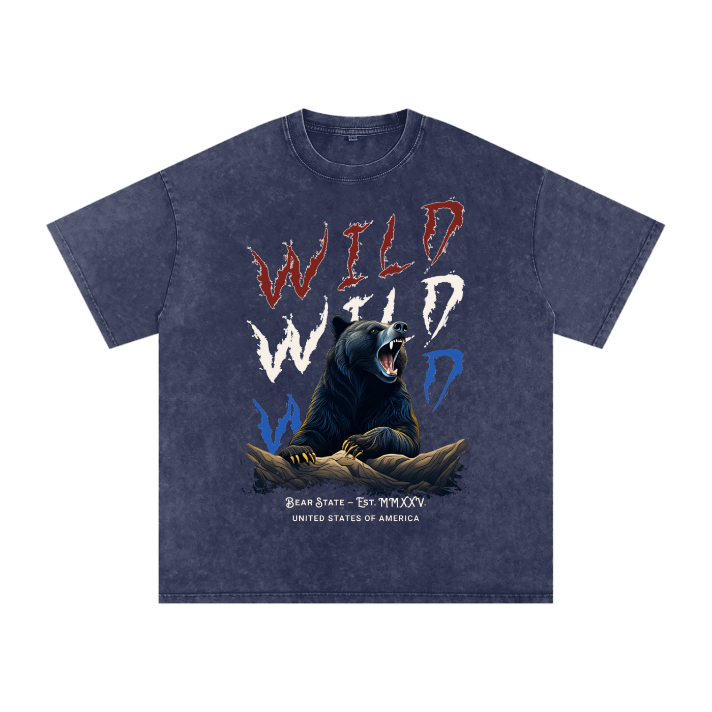Wild Bear Snow Washed Oversized Cotton T-Shirt