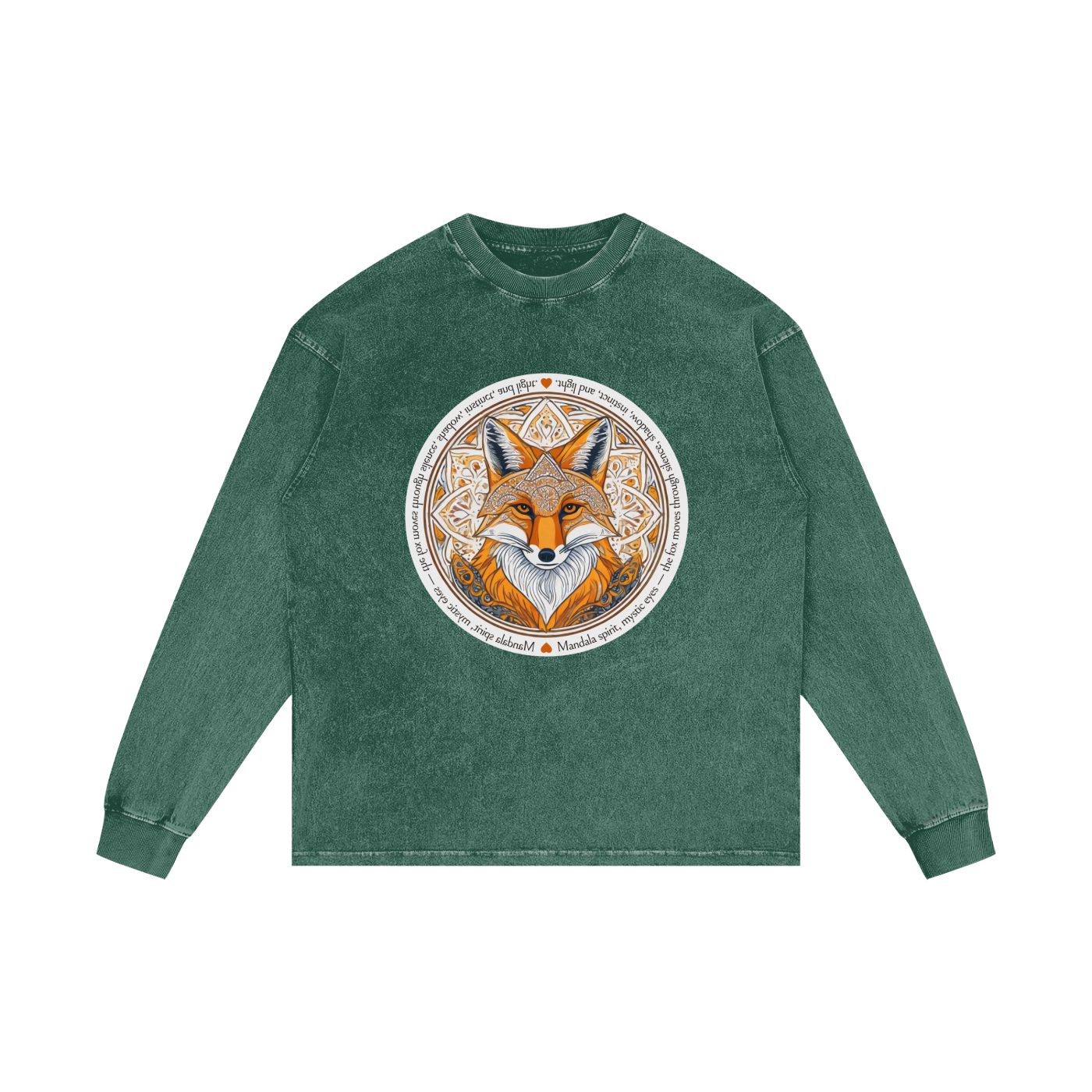 MANDALA FOX - Acid Wash Oversize Long Sleeve T-Shirt