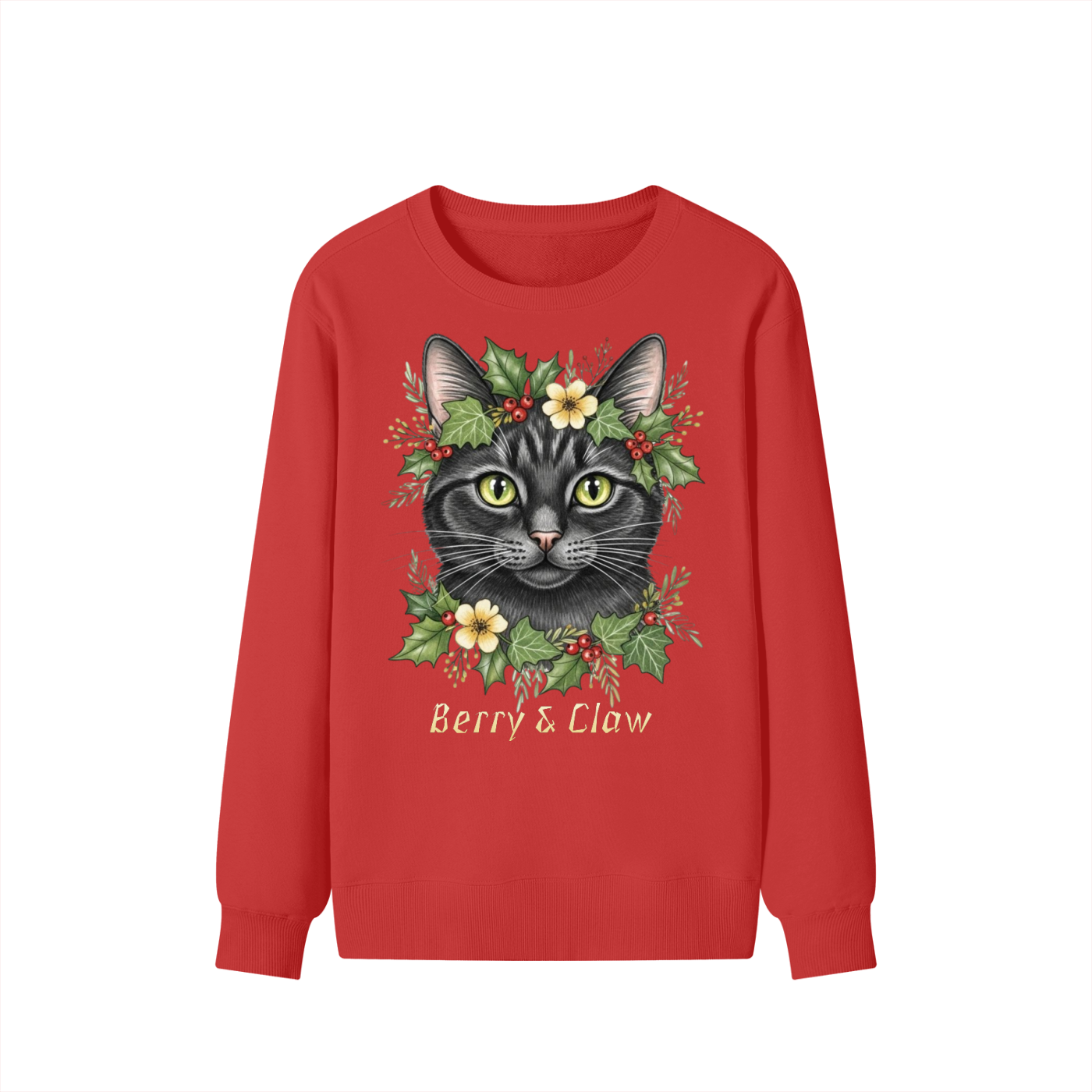 Winter,Christmas,Cat,Holly,Berries