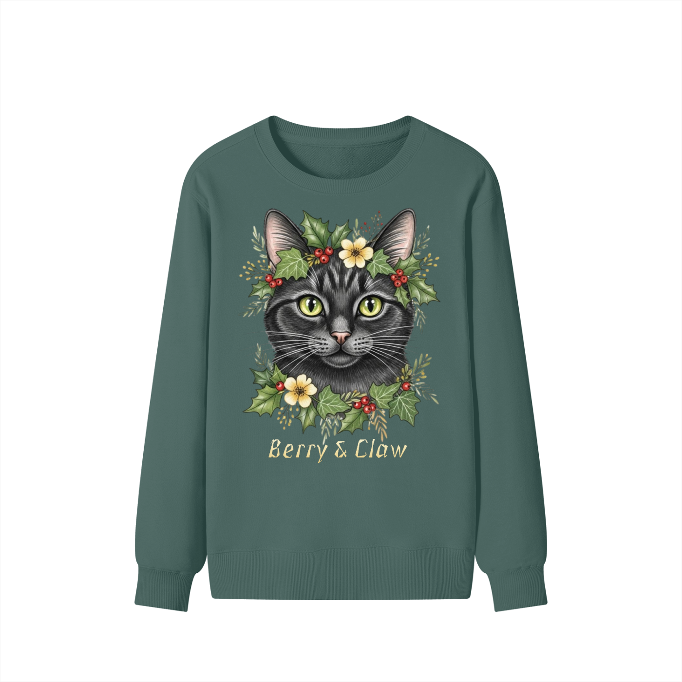 Winter,Christmas,Cat,Holly,Berries