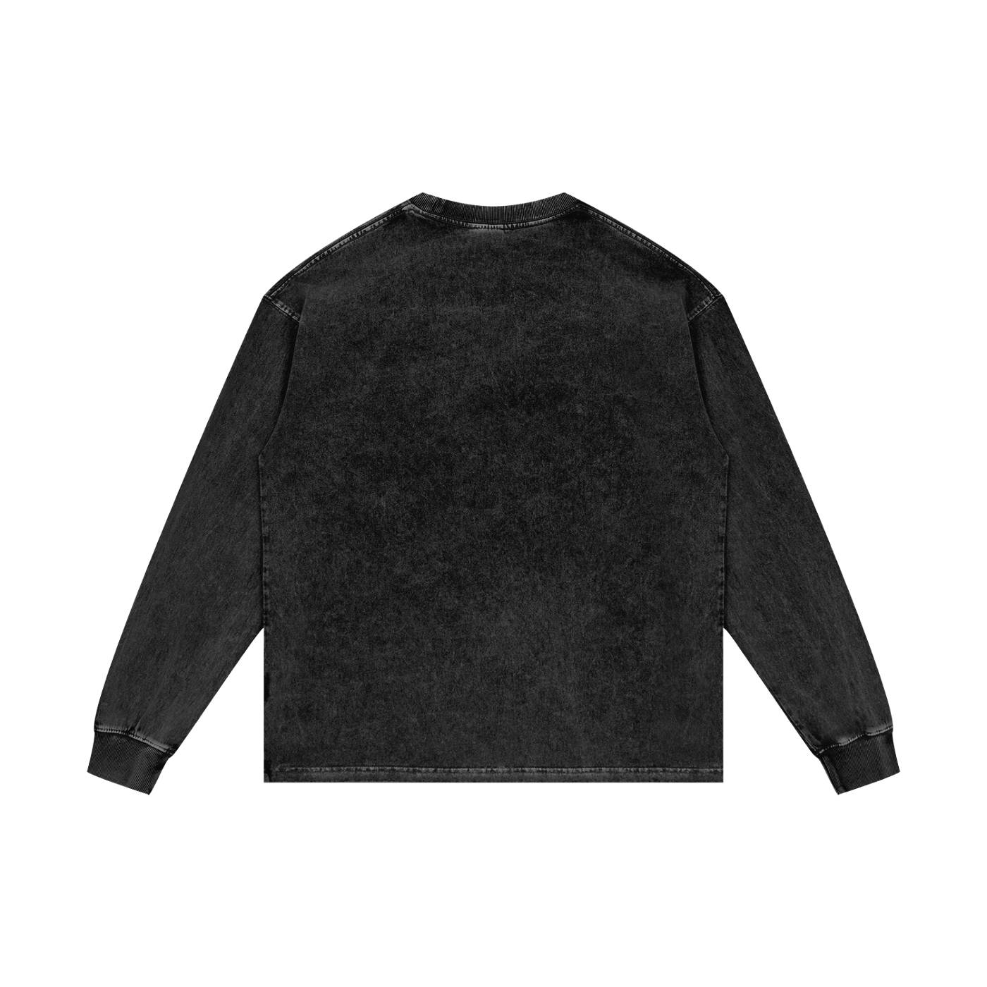 Black Snow wash Long Sleeve T-Shirt on White Background