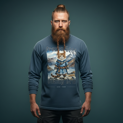 Cat Viking Grit Acid Wash Oversize Long Sleeve T-Shirt