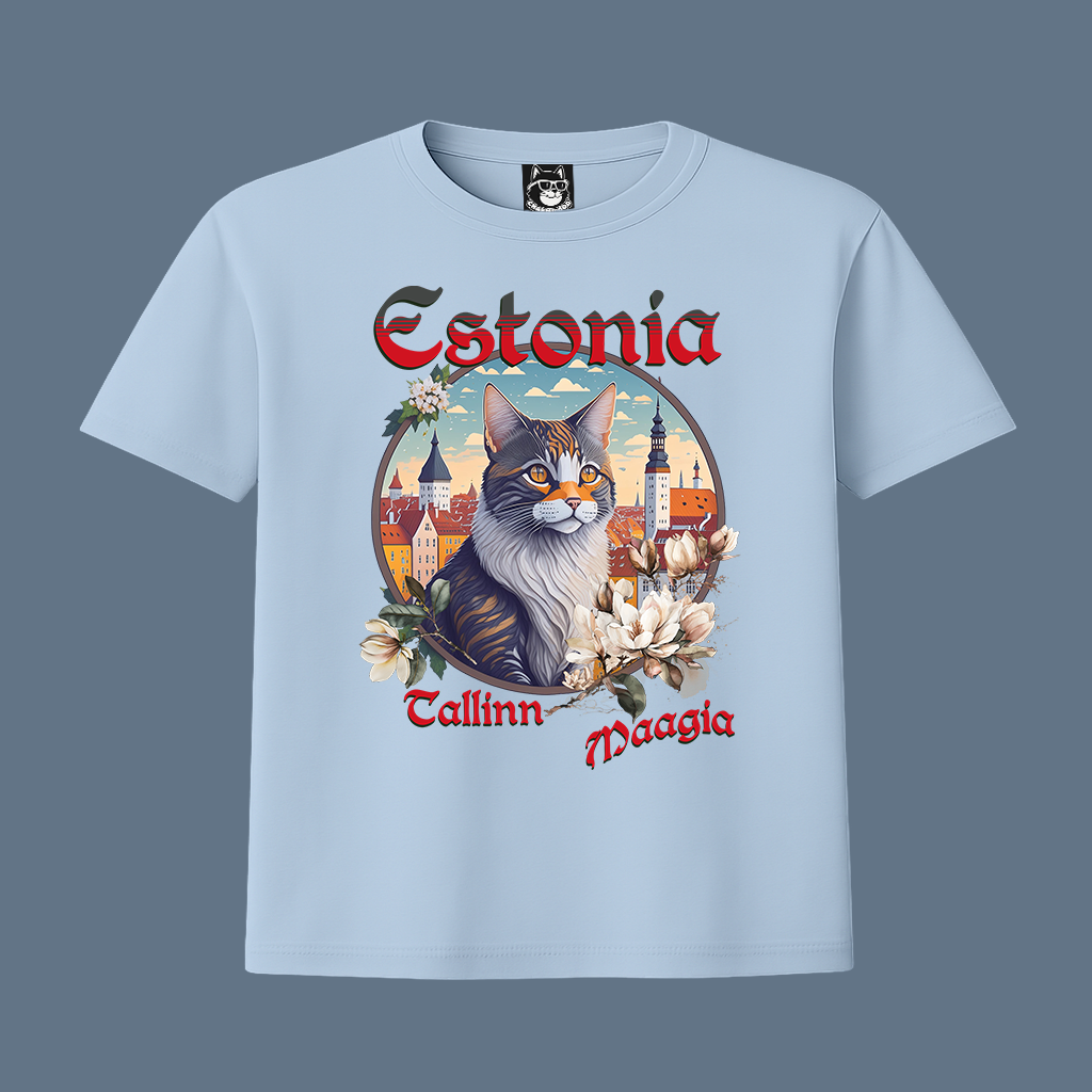 ESTONIA TALLINN MAGIC CAT - Unisex Classic Crew Neck Cotton T-Shirt