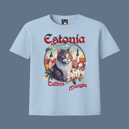 ESTONIA TALLINN MAGIC CAT - Unisex Classic Crew Neck Cotton T-Shirt