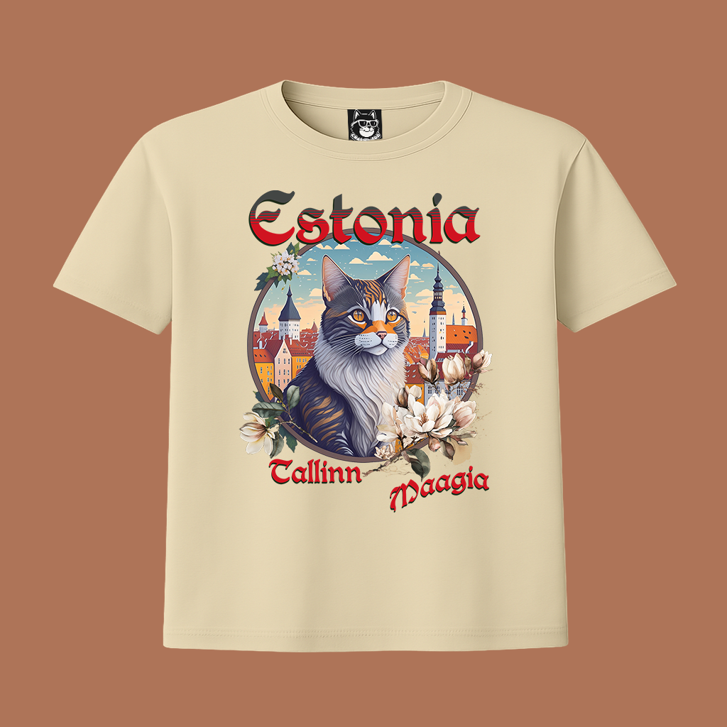 ESTONIA TALLINN MAGIC CAT - Unisex Classic Crew Neck Cotton T-Shirt