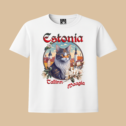ESTONIA TALLINN MAGIC CAT - Unisex Classic Crew Neck Cotton T-Shirt