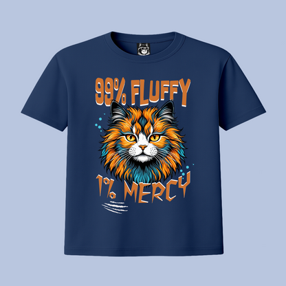 99% FLUFFY, 1% MERCY, ROYAL CAT - Unisex Classic Crew Neck Cotton T-Shirt