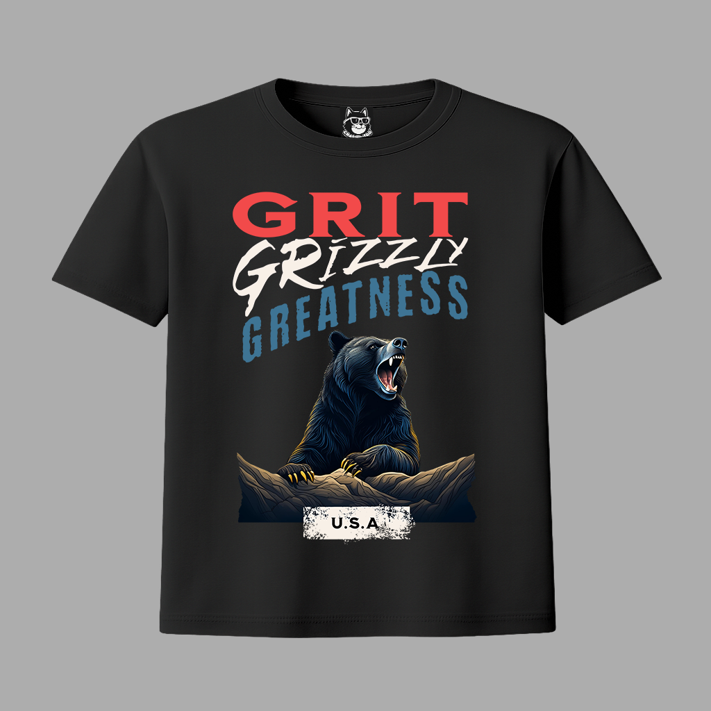 GRIT, GRIZZLY AND GREANESS. BEAR - Unisex Classic Crew Neck Cotton T-Shirt