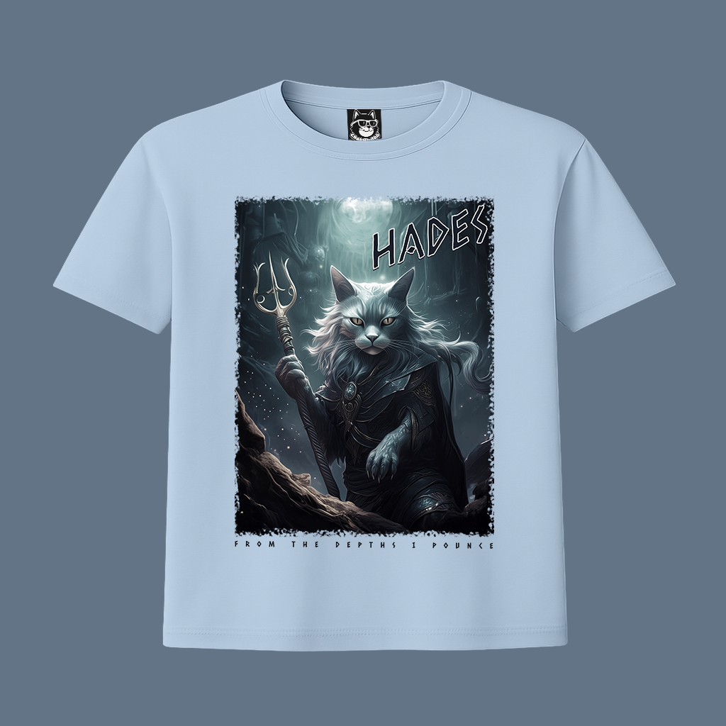 FROM THE DEPTHS I POUNCE, HADES, GREEK GOD CAT - Unisex Classic Crew Neck Cotton T-Shirt
