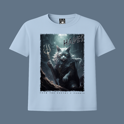 FROM THE DEPTHS I POUNCE, HADES, GREEK GOD CAT - Unisex Classic Crew Neck Cotton T-Shirt