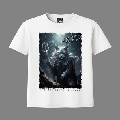 FROM THE DEPTHS I POUNCE, HADES, GREEK GOD CAT - Unisex Classic Crew Neck Cotton T-Shirt