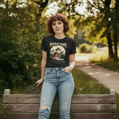 Sheriff Paws Cat Unisex Classic Crew Neck Cotton T-Shirt