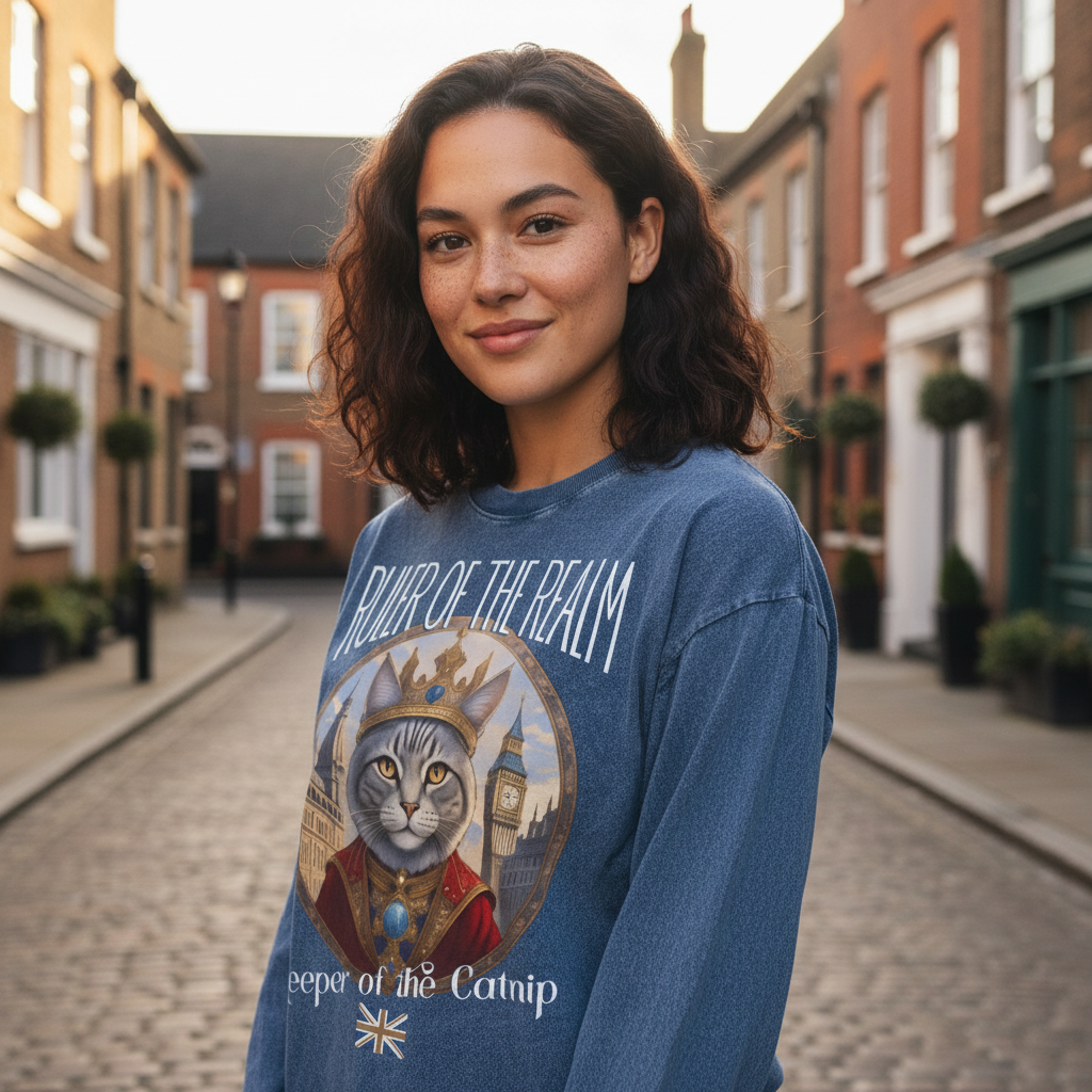 Keeper of the Catnip Acid Wash Oversize Long Sleeve T-Shirt