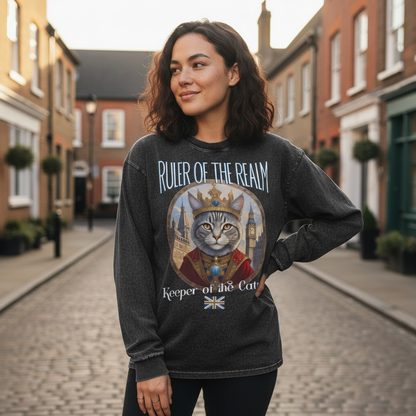 Keeper of the Catnip Acid Wash Oversize Long Sleeve T-Shirt