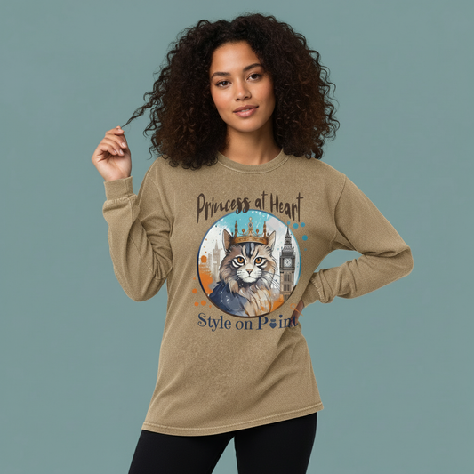 Princess at Heart Acid Wash Oversize Long Sleeve T-Shirt