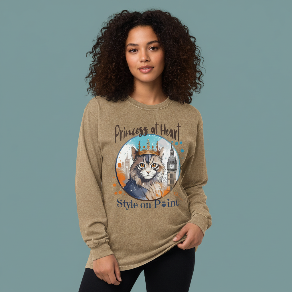 Princess at Heart Acid Wash Oversize Long Sleeve T-Shirt