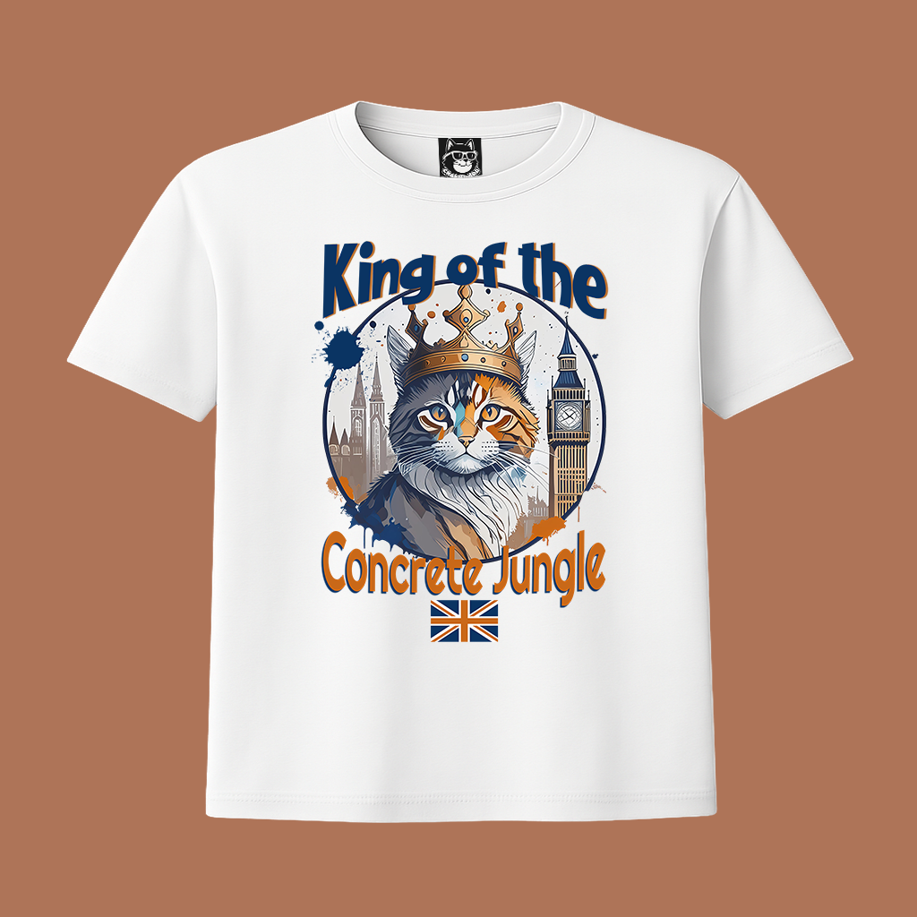 KING CAT OF THE CONCRETE JUNGLE - Unisex Classic Crew Neck Cotton T-Shirt