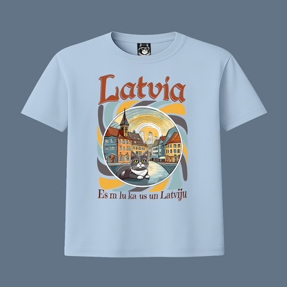 I LOVE CATS AND LATVIA - Unisex Classic Crew Neck Cotton T-Shirt