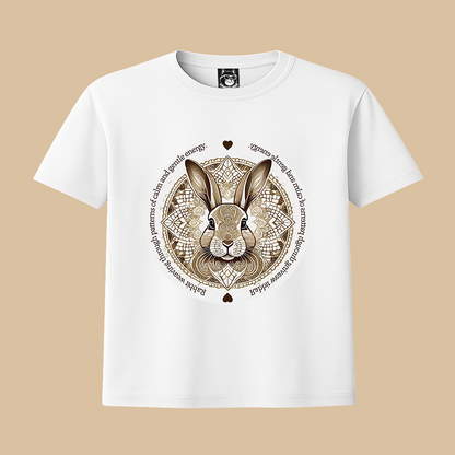 MANDALA RABBIT - Unisex Classic Crew Neck Cotton T-Shirt