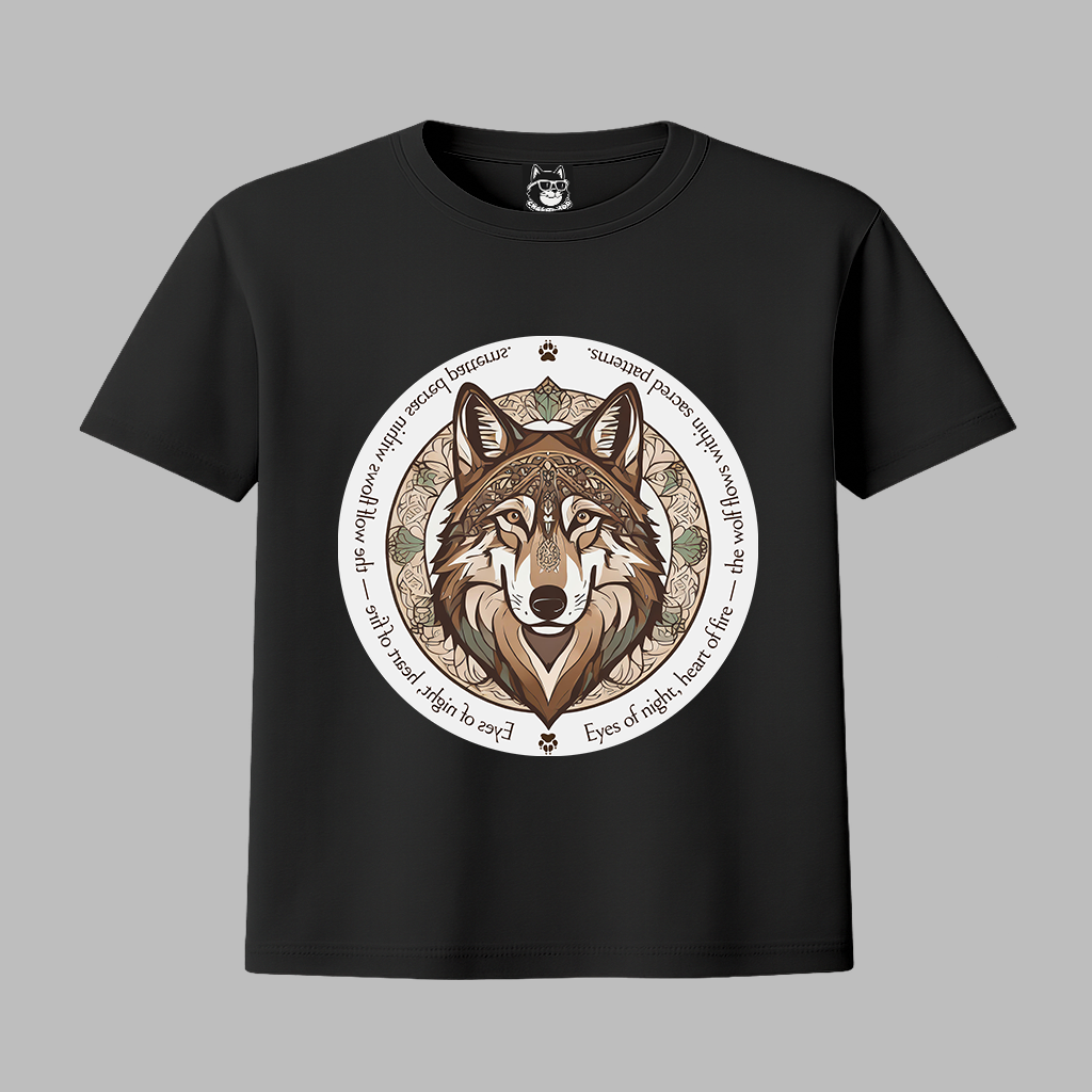 MANDALA WOLF - Unisex Classic Crew Neck Cotton T-Shirt