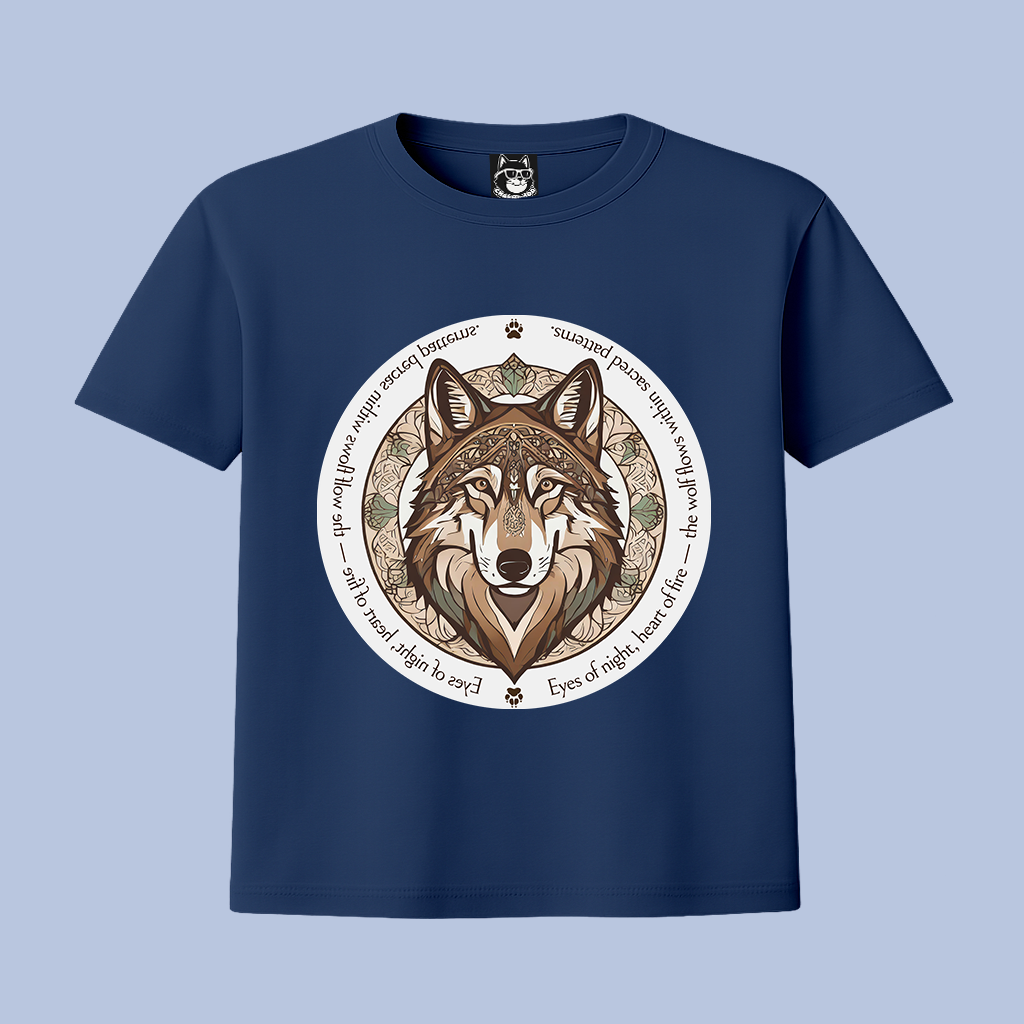 MANDALA WOLF - Unisex Classic Crew Neck Cotton T-Shirt