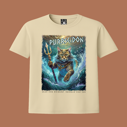 FEAR THE TRIDENT - PURRSEIDON, GREEK GOD CAT - Unisex Classic Crew Neck Cotton T-Shirt