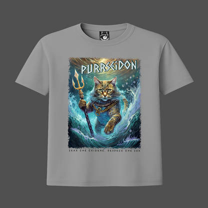 FEAR THE TRIDENT - PURRSEIDON, GREEK GOD CAT - Unisex Classic Crew Neck Cotton T-Shirt