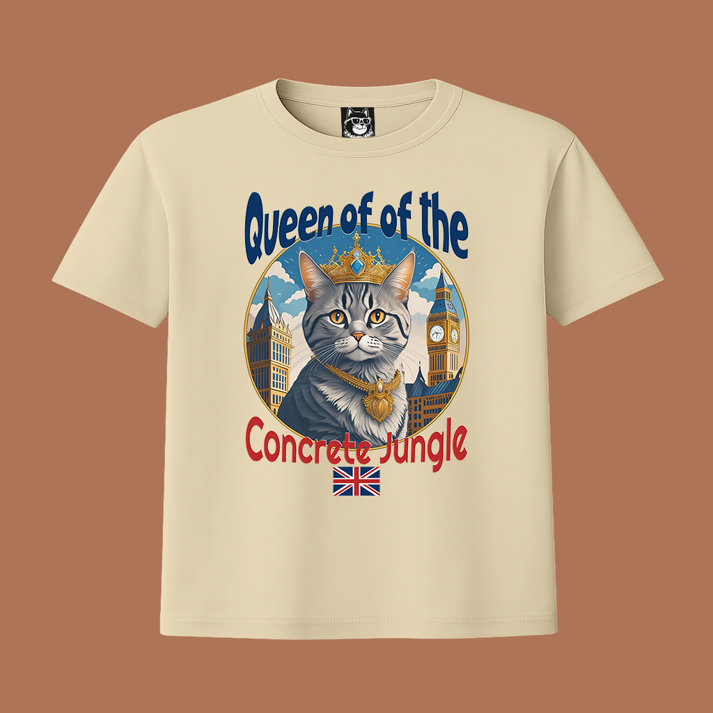 QUEEN OF THE CONCRETE JUNGLE, CAT - Unisex Classic Crew Neck Cotton T-Shirt