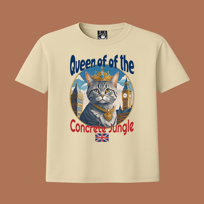 QUEEN OF THE CONCRETE JUNGLE, CAT - Unisex Classic Crew Neck Cotton T-Shirt