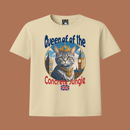 QUEEN OF THE CONCRETE JUNGLE, CAT - Unisex Classic Crew Neck Cotton T-Shirt