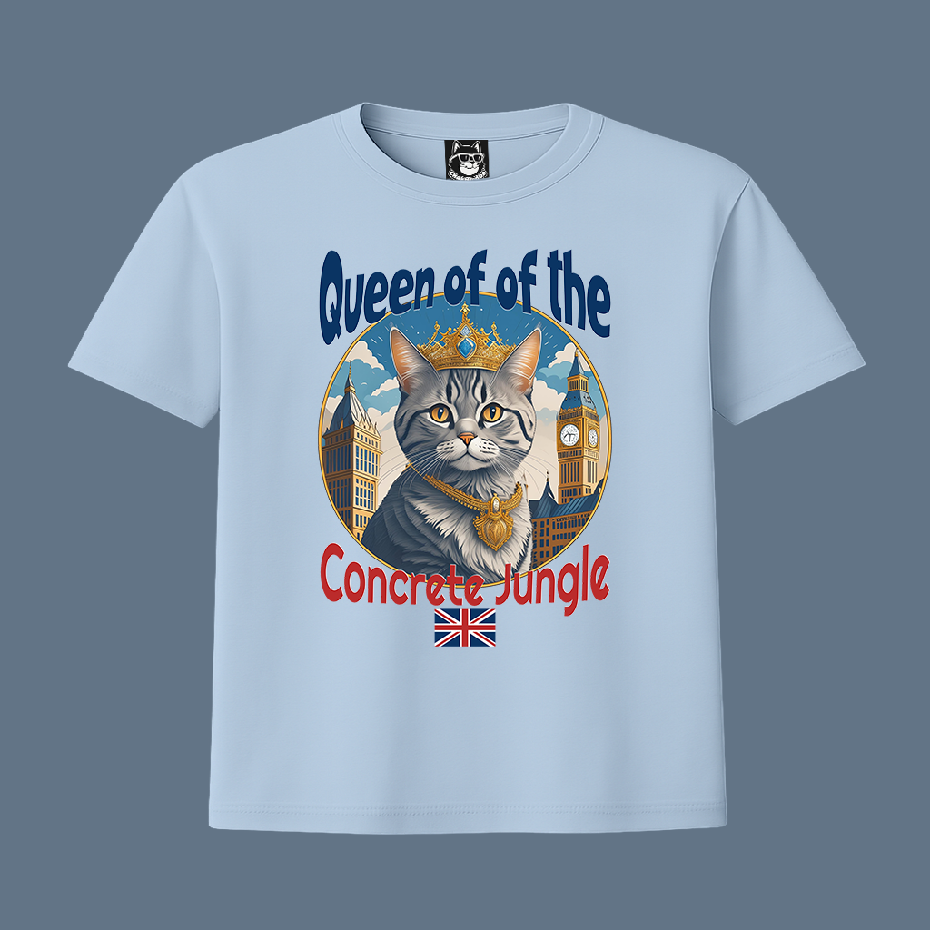 QUEEN OF THE CONCRETE JUNGLE, CAT - Unisex Classic Crew Neck Cotton T-Shirt