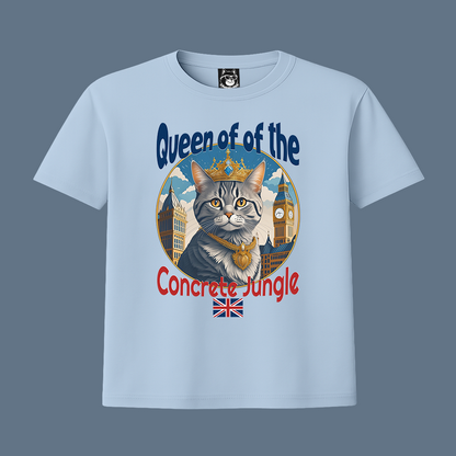 QUEEN OF THE CONCRETE JUNGLE, CAT - Unisex Classic Crew Neck Cotton T-Shirt