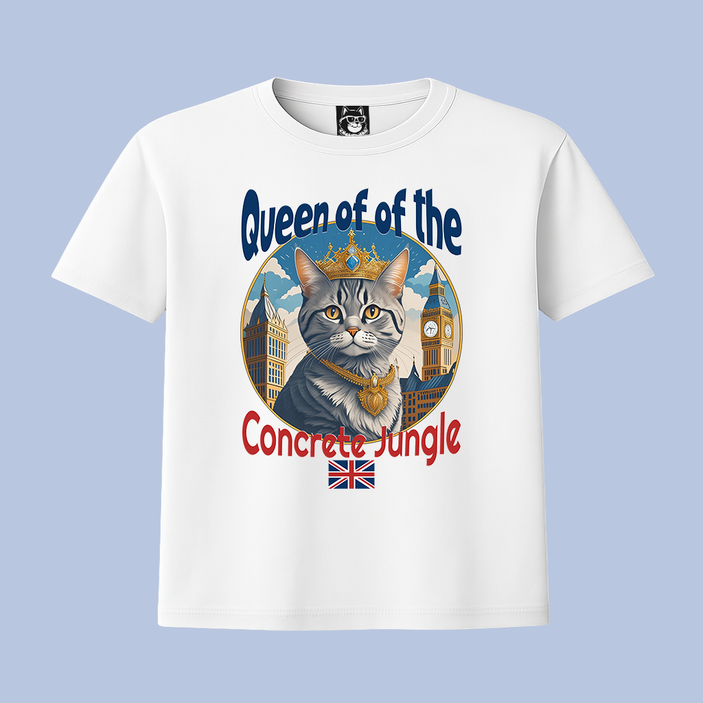 QUEEN OF THE CONCRETE JUNGLE, CAT - Unisex Classic Crew Neck Cotton T-Shirt