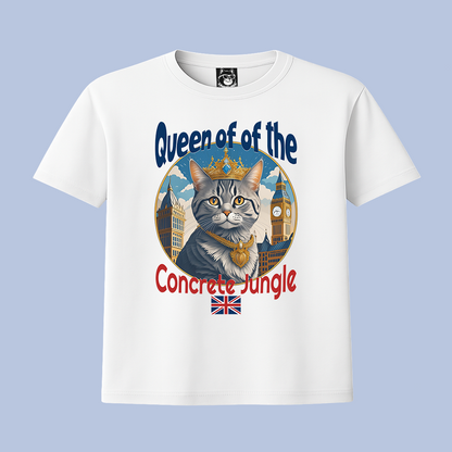 QUEEN OF THE CONCRETE JUNGLE, CAT - Unisex Classic Crew Neck Cotton T-Shirt