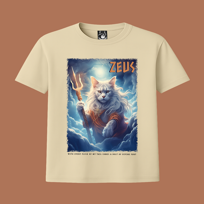 FEAR THE TRIDENT, ZEUS, GREEK GOD CAT - Unisex Classic Crew Neck Cotton T-Shirt