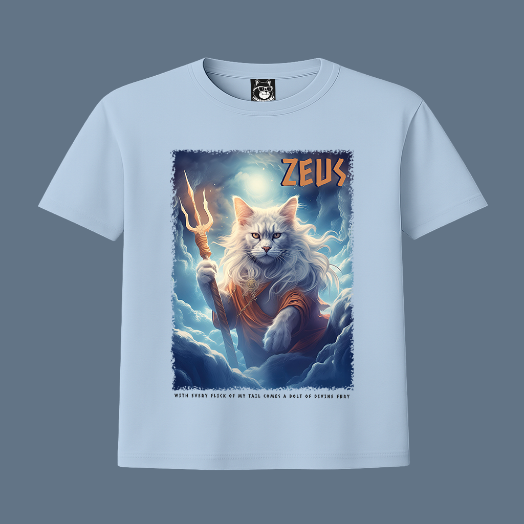 FEAR THE TRIDENT, ZEUS, GREEK GOD CAT - Unisex Classic Crew Neck Cotton T-Shirt