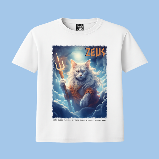 FEAR THE TRIDENT, ZEUS, GREEK GOD CAT - Unisex Classic Crew Neck Cotton T-Shirt