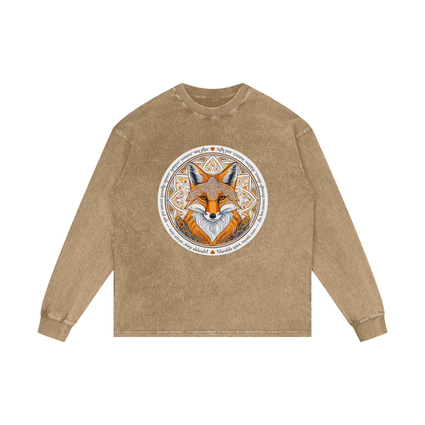 MANDALA FOX - Acid Wash Oversize Long Sleeve T-Shirt