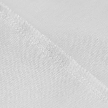 A close-up view of a white fabric with a single, straight, white thread running across it.