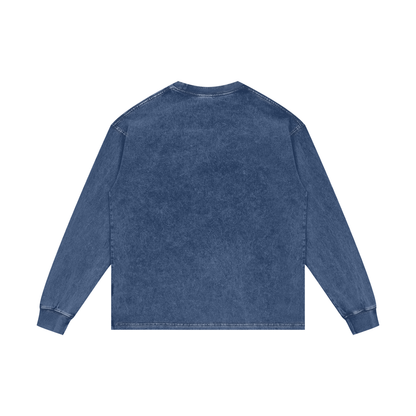 Meow-rican Purroud (American Pride) Acid Wash Oversize Long Sleeve T-Shirt