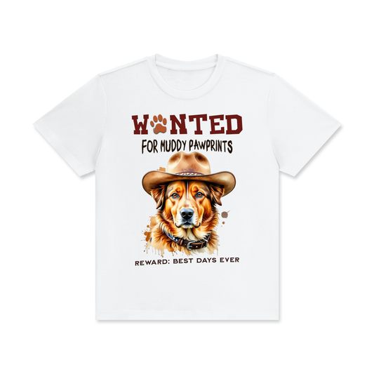 Wild West,Golden Retriever,Wanted,Muddy,Footprints