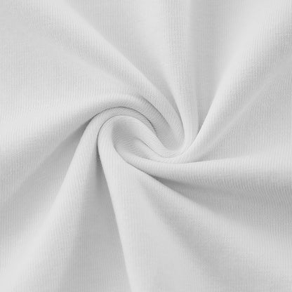 The image is a close-up of a white fabric, possibly a shirt, with a slight curl and texture.
