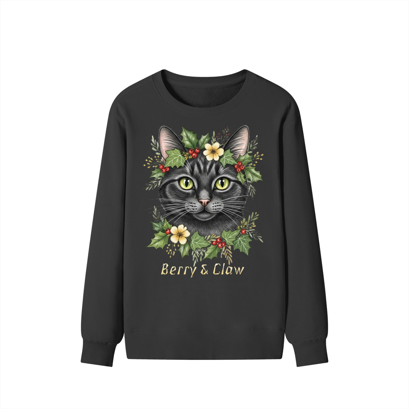 Winter,Christmas,Cat,Holly,Berries