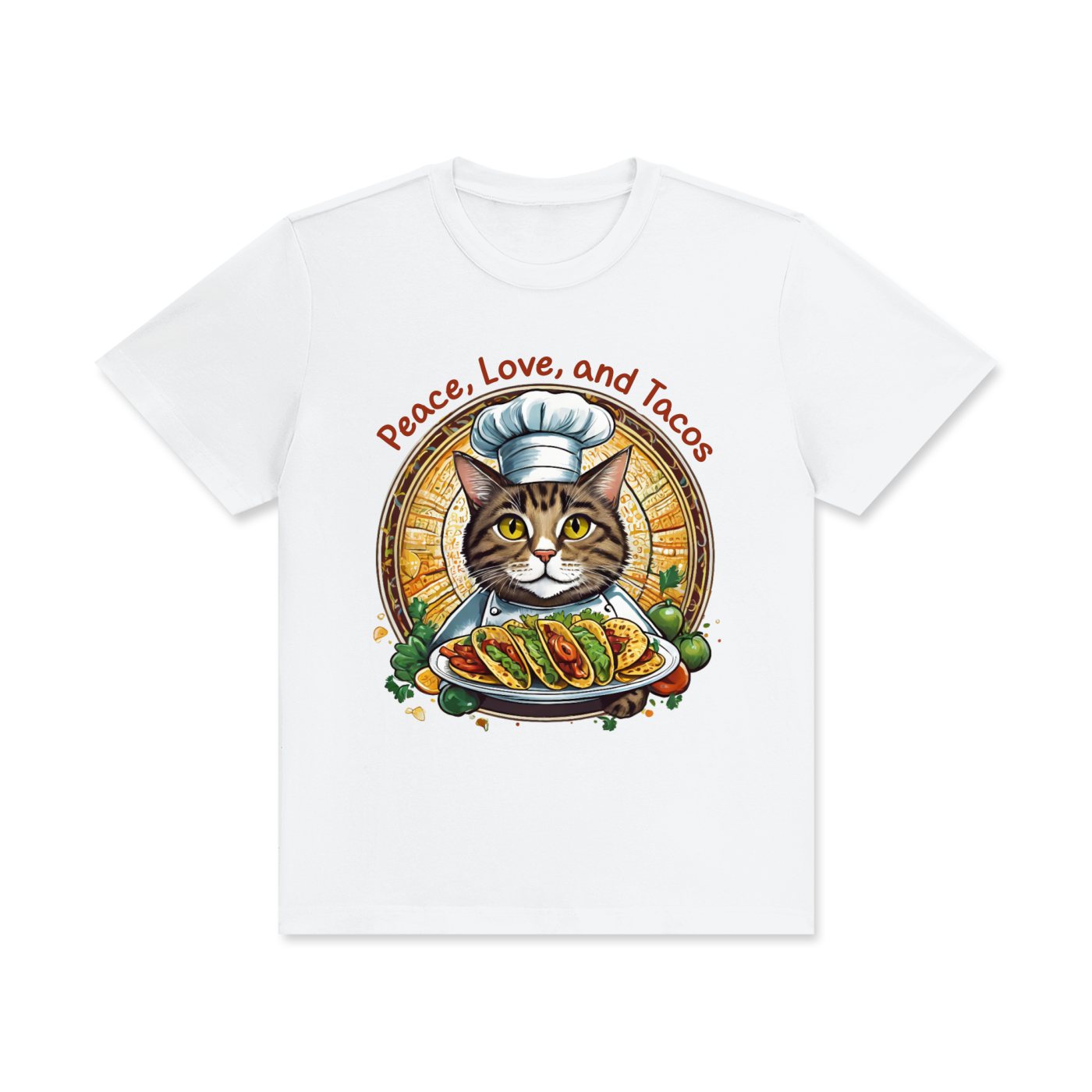 Funny,Cat,Chef,Peace,Love,Tacos
