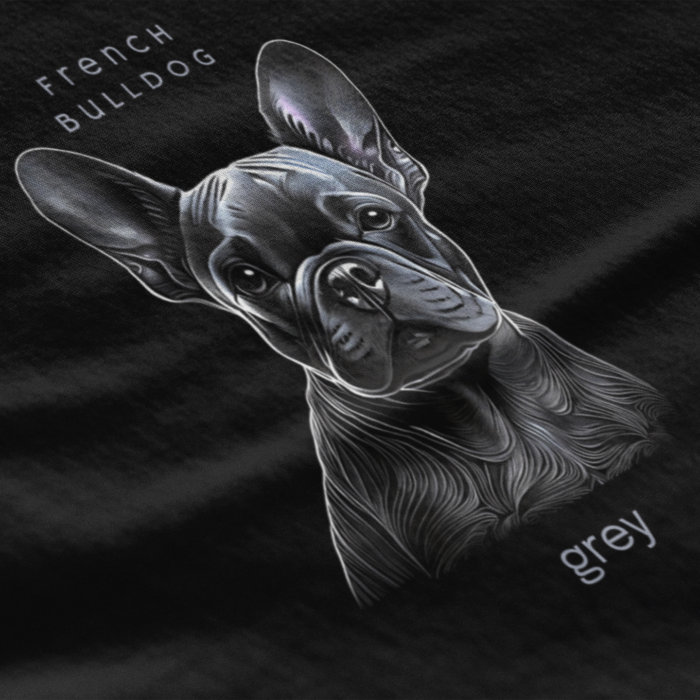 FRENCH BULLDOG, GREY PRINT - Unisex Classic Crew Neck Cotton T-Shirt